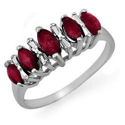 0.88 CTW Ruby Ring 18K White Gold - REF-31Y5K - 12676
