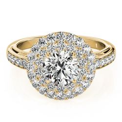 2.25 CTW Certified VS/SI Diamond Solitaire Halo Ring 18K Yellow Gold - REF-481K5W - 26882