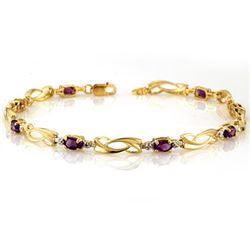 2.02 CTW Amethyst & Diamond Bracelet 10K Yellow Gold - REF-26M4H - 10423