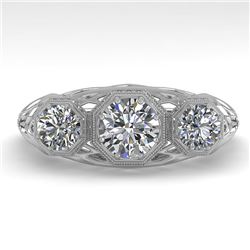 1.00 CTW Past Present Future VS/SI Diamond Ring 18K White Gold - REF-162F9N - 36057