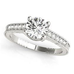 0.45 CTW Certified VS/SI Diamond Solitaire Antique Ring 18K White Gold - REF-69N6Y - 27381