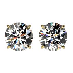 1.94 CTW Certified H-SI/I Quality Diamond Solitaire Stud Earrings 10K Yellow Gold - REF-285K2W - 366