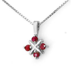 0.45 CTW Ruby Pendant 18K White Gold - REF-16A8X - 12646