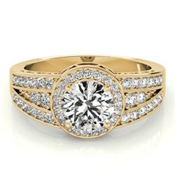 1.5 CTW Certified VS/SI Diamond Solitaire Halo Ring 18K Yellow Gold - REF-398K9W - 26795