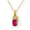 Image 1 : 1.22 CTW Ruby & Diamond Pendant 10K Yellow Gold - REF-9N3Y - 14217