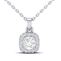 0.38 CTW Citrine & Micro VS/SI Diamond Heart Necklace Halo 18K White Gold - REF-30K2W - 21308