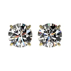 1.52 CTW Certified H-SI/I Quality Diamond Solitaire Stud Earrings 10K Yellow Gold - REF-183N2Y - 366