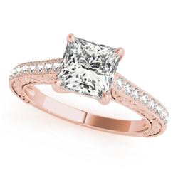 1.3 CTW Certified VS/SI Princess Diamond Solitaire Ring 18K Rose Gold - REF-359W5F - 27643