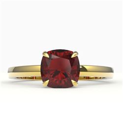 1.50 CTW Cushion Cut Garnet Designer Engagement Ring 18K Yellow Gold - REF-33W3F - 22144