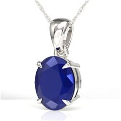 3.50 CTW Sapphire Designer Inspired Solitaire Necklace 18K White Gold - REF-33M3H - 21880