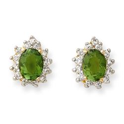 3.75 CTW Green Tourmaline & Diamond Earrings 14K Yellow Gold - REF-85T5M - 10690