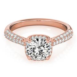 1.5 CTW Certified VS/SI Diamond Solitaire Halo Ring 18K Rose Gold - REF-389M5H - 26168