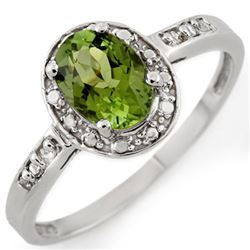 1.10 CTW Green Tourmaline & Diamond Ring 10K White Gold - REF-24N4Y - 11510