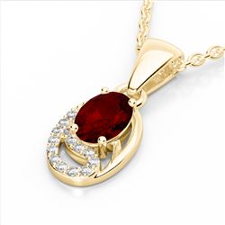 1.25 CTW Garnet & Micro Pave VS/SI Diamond Necklace 10K Yellow Gold - REF-18F9N - 22353