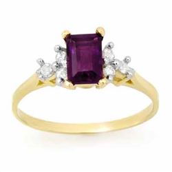 1.14 CTW Amethyst & Diamond Ring 10K Yellow Gold - REF-15M5H - 13351