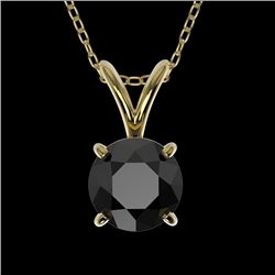 0.75 CTW Fancy Black VS Diamond Solitaire Necklace 10K Yellow Gold - REF-22H5A - 33177