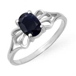 1.10 CTW Blue Sapphire Ring 10K White Gold - REF-10W9F - 12296