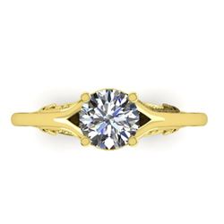 1 CTW Solitaire Certified VS/SI Diamond Ring 14K Yellow Gold - REF-278X4T - 38543