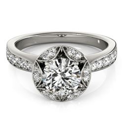 1.5 CTW Certified VS/SI Diamond Solitaire Halo Ring 18K White Gold - REF-404H4A - 26889