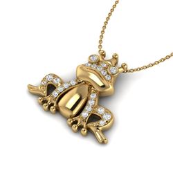 0.25 CTW Micro Pave VS/SI Diamond Frog Necklace 10K Yellow Gold - REF-30M8H - 22498