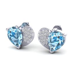 2.50 CTW Sky Blue Topaz & Micro Pave VS/SI Diamond Earrings 10K White Gold - REF-30K2W - 20067