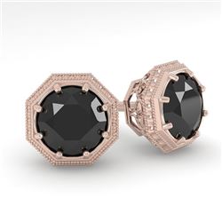 1.0 CTW Black Diamond Stud Solitaire Earrings 18K Rose Gold - REF-52T5M - 35954
