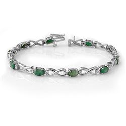 5.85 CTW Emerald & Diamond Bracelet 14K White Gold - REF-98N2Y - 14347