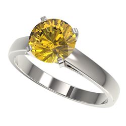 2 CTW Certified Intense Yellow SI Diamond Solitaire Engagement Ring 10K White Gold - REF-344K5W - 33