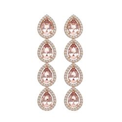 7.8 CTW Morganite & Diamond Halo Earrings 10K Rose Gold - REF-189A6X - 41151