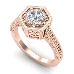 0.77 CTW VS/SI Diamond Solitaire Art Deco Ring 18K Rose Gold - REF-218T2M - 36897