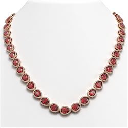 35.13 CTW Tourmaline & Diamond Halo Necklace 10K Rose Gold - REF-723M3H - 41061