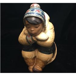 Lladro Figurine 'Pensive Eskimo Boy' Handmade Décor