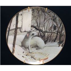 Geoff Mowery 1984 Collector Plate 'Weasel…below the feeder in January'
