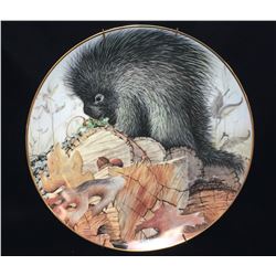 Geoff Mowery 1984 Collector Plate 'Porcupine…foraging in the October Woodland'