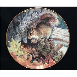 Geoff Mowery 1984 Collector Plate 'Squirrel…winter storage in November'