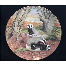 Peter Barrett 1981 Collector Plate 'The Playful Badgers in October'