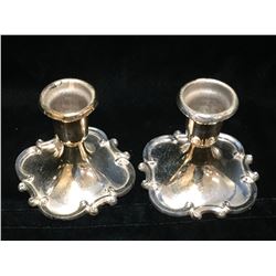 Set of 2 - Coronet Plate E.P. Lead Candle Holder