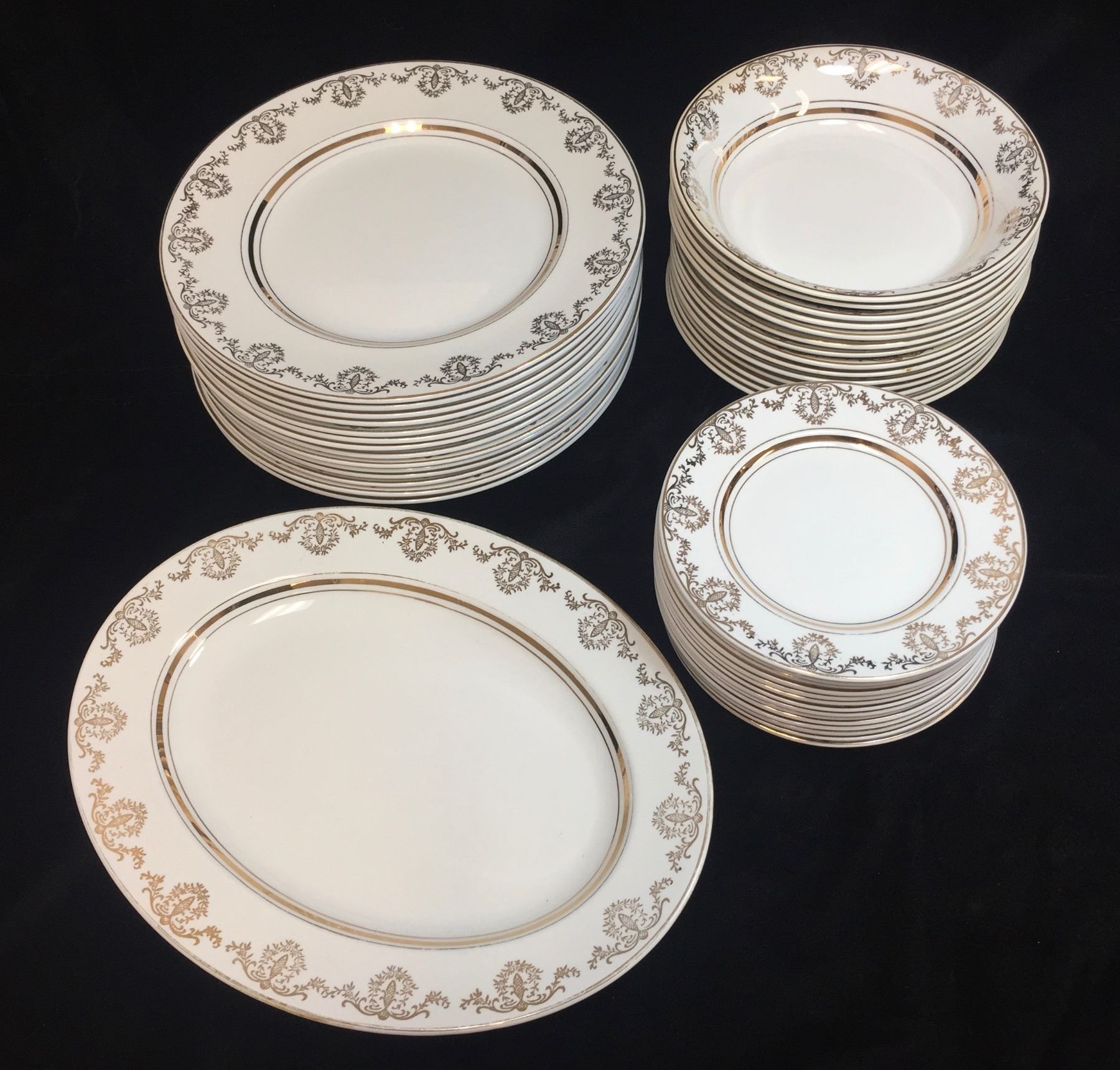 Set of 14 GloWhite Ironstone Alfred Meakin England with 22Kt Gold