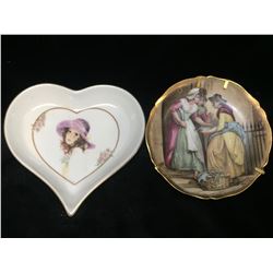 Lot of 2 - Small Limoges France & Heart Shape Collector Plates