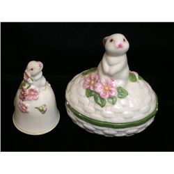 Lot of 2 - Avon Rabbit Case 1993, Avon 1986 Rabbit Bell