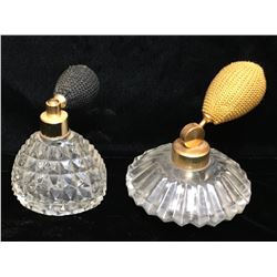Lot of 2 - Small Purfume Bottles, Black and Golden Spray