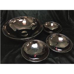 Lot of 4 - (1) Large (3) Small Purple Glass Plates