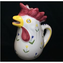 Hand Painted in Italy Porcelain Rooster Pitcher