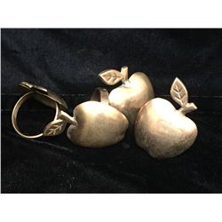 Lot of 4 Brass Apple Napkin Holder