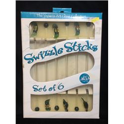 The Venezia Art Glass Collection Swizzle Sticks Set of 6 with Parrot Design