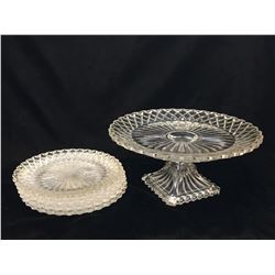 Set of Glass Dishware and Dessert Stand