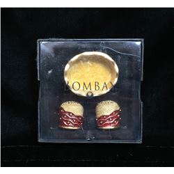 Bombay Red and Golden Colour Salt and Pepper Shaker with Butter Dish
