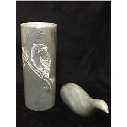 Lot of 2 - Folk Art Seal & Owl Candle