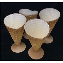 Lot of 4 - Waffle Cone Style Ice Cream Bowls