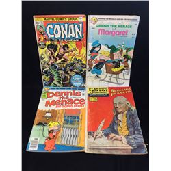 Lot of 4 Conan, Dennis The Menace, Benjamin Franklin Comics